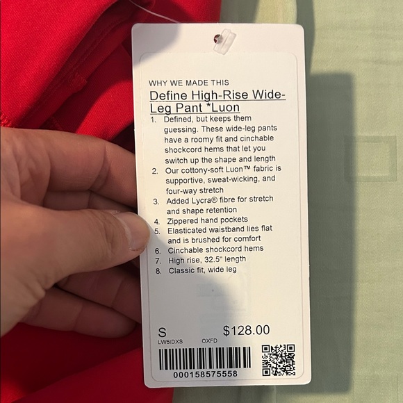 Lululemon define HR wide leg pant Luon in Oxford red color - Picture 2 of 6